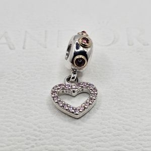 ❤️Authentic Pandora ⭐️RETIRED⭐️ DANGLE HEART CHARM with 14k GOLD